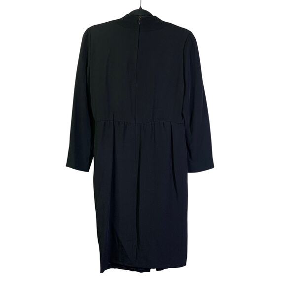 AKIRA Dress 8 Vintage Union Made 100% Silk Scallop V Neckline Midi Hidden Zipper - Picture 2 of 13